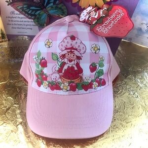 🍓 Strawberry Shortcake Baseball Cap 💕 Adorable Pink Hat with Bow in Back 🎀